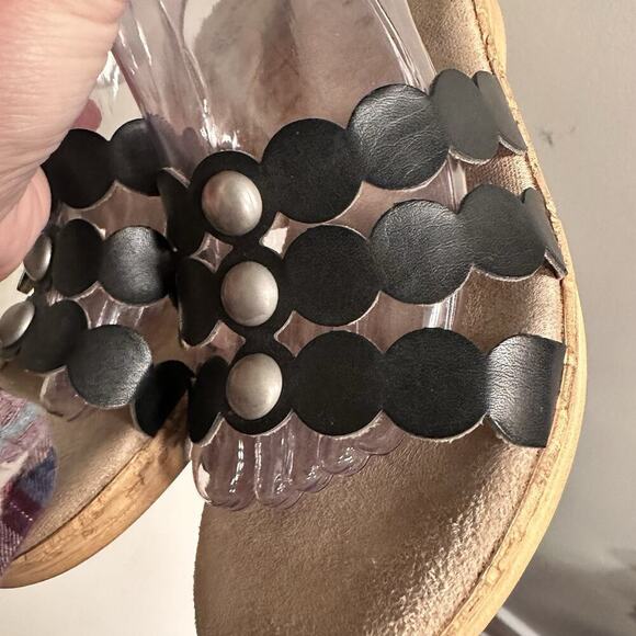 Tuscany Easy Street Black Cork Slip On Platform Wedges Slides Sandals 10M Boho - Picture 12 of 16